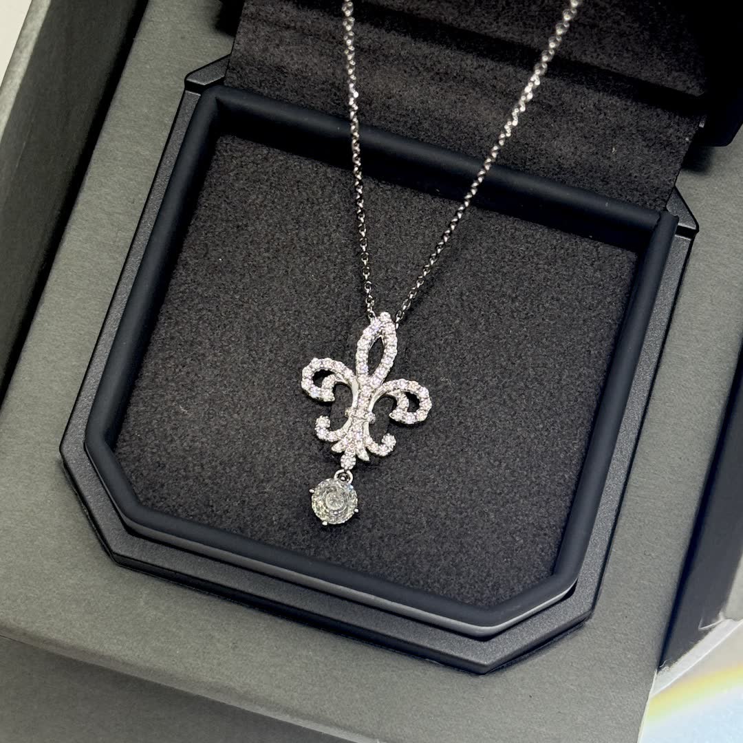 Tiffany & Co Fleur-de-lis Diamond Pendant Necklace